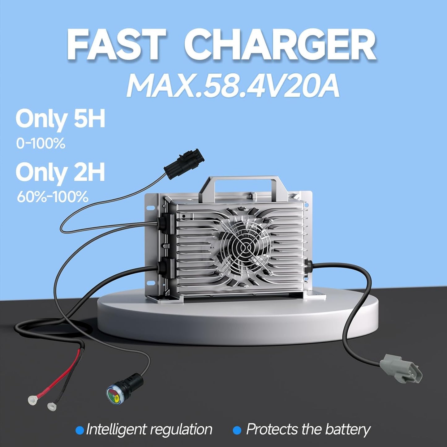 48V 51.2V 105AH Metal Case LifePo4 Golf Cart Li-ion Battery, 5376wh 10.24kw Smart BMS Bluetooth LFP Lithium battery with 20A charger For Golf Carts