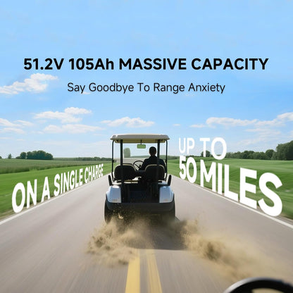 48V 51.2V 105AH Metal Case LifePo4 Golf Cart Li-ion Battery, 5376wh 10.24kw Smart BMS Bluetooth LFP Lithium battery with 20A charger For Golf Carts