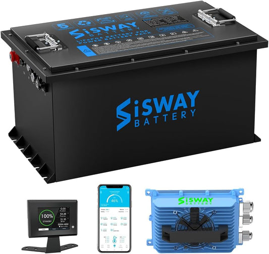 72V(73.6V) 105Ah 7728Wh Golf Cart Lithium Battery with 18A charger Built-in 200A BMS, Touch Monitor, Metal casing 14.72kW Rated Power Bluetooth LiFePO4 battery for Tour LSV ,Electric Tricycle, Motorboats, Cabin Scooter